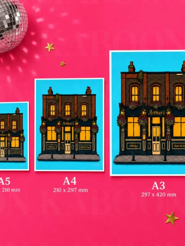 Arthur's Pub Print in A5, A4 and A3 sizes