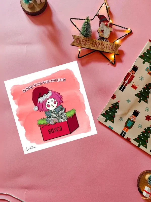 Bosco Card Flatlay ‘Nollaig Shona Boys and Girls’ Bosco Christmas Card