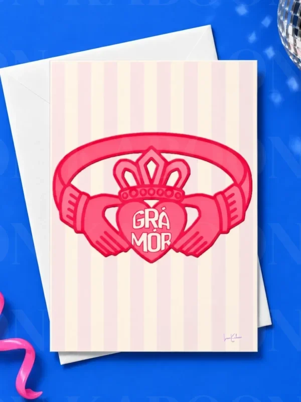 ‘Grá Mór’ Claddagh Love Card as Gaeilge