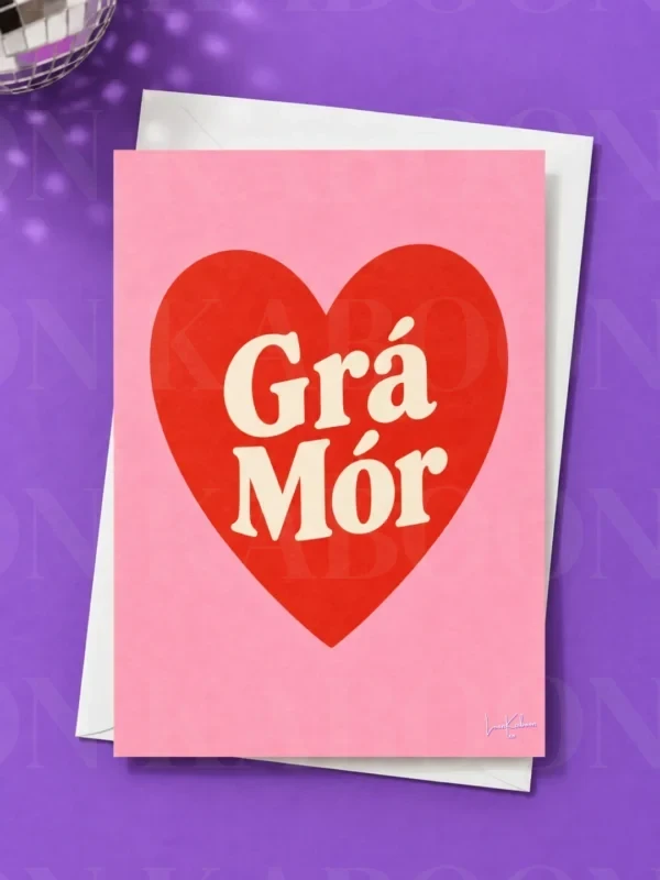 ‘Grá Mór’ Heart Love Card as Gaeilge