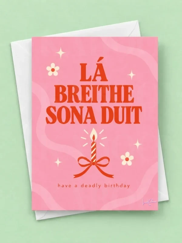 ‘Lá Breithe Sona Duit’ Floral Birthday Card as Gaeilge